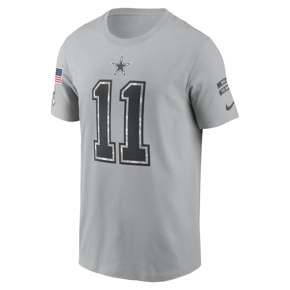 Men's Dallas Cowboys Micah Parsons Gray 2024 Salute To Service Name & Number T-Shirt