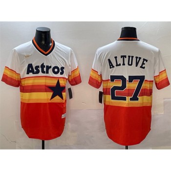 Youth Houston Astros #27 Jose Altuve Orange Rainbow Cool Base Stitched Jersey
