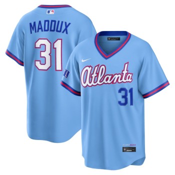 Youth Atlanta Braves #31 Greg Maddux Nike Powder Blue 2026 City Connect Stadium Jersey Youth Atlanta Braves #31 Greg Maddux Nike Powder Blue 2026 City Connect Stadium Jersey