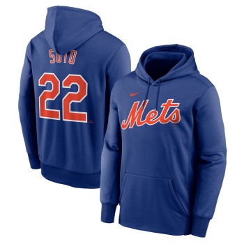 Youth New York Mets #22 Juan Soto Royal Name & Number Pullover Hoodie Youth New York Mets #22 Juan Soto Royal Name & Number Pullover Hoodie