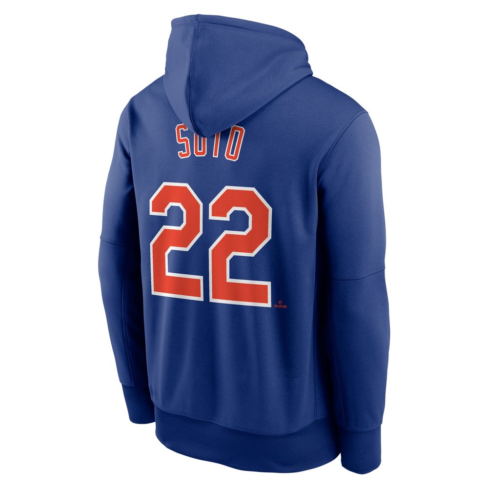 Youth New York Mets #22 Juan Soto Royal Name & Number Pullover Hoodie Youth New York Mets #22 Juan Soto Royal Name & Number Pullover Hoodie