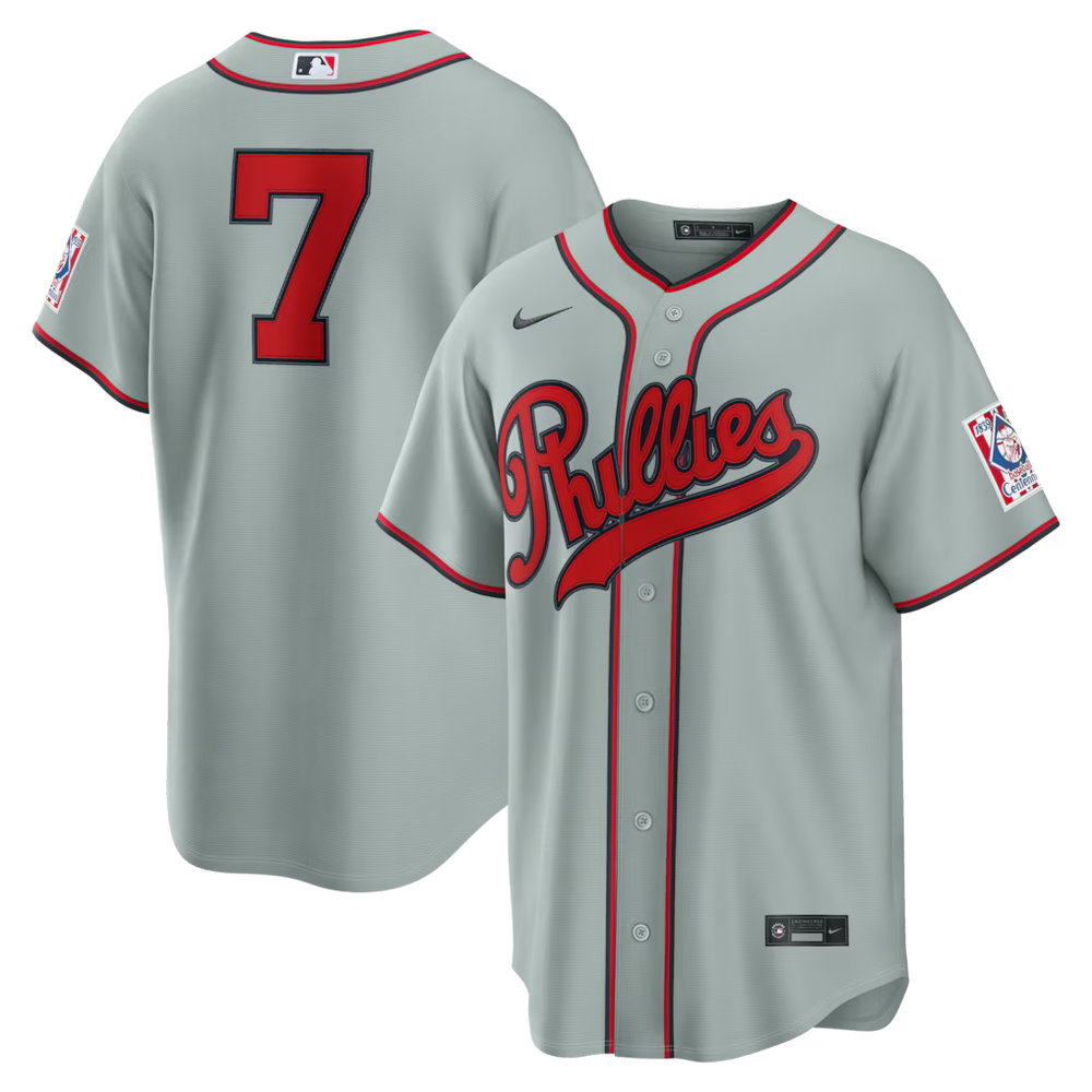 Men's Philadelphia Phillies #7 Trea Turner Nike Gray 2026 Field of Dreams Stadium Jersey