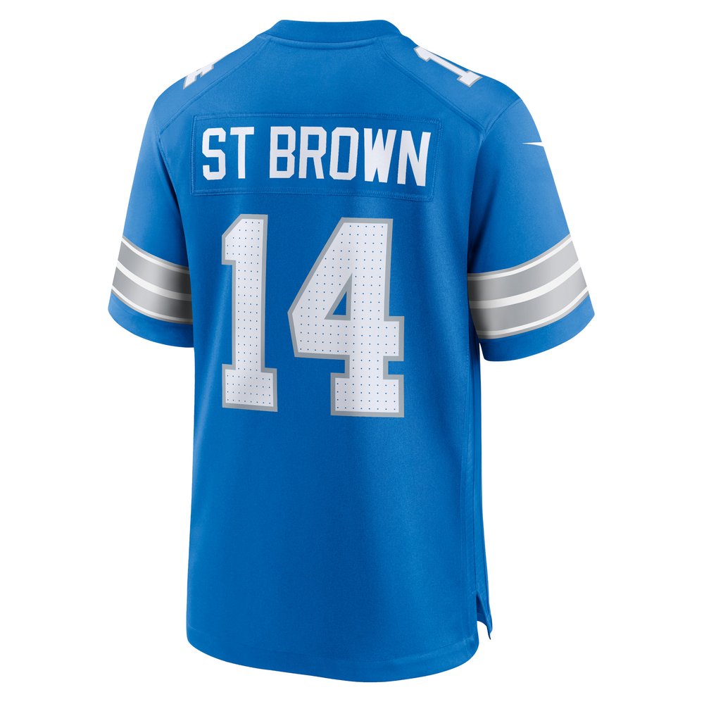 Men's Detroit Lions #14 Amon-Ra St. Brown Blue Game Jersey