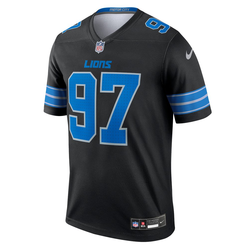 Men's Detroit Lions #97 Aidan Hutchinson Black Legend Jersey