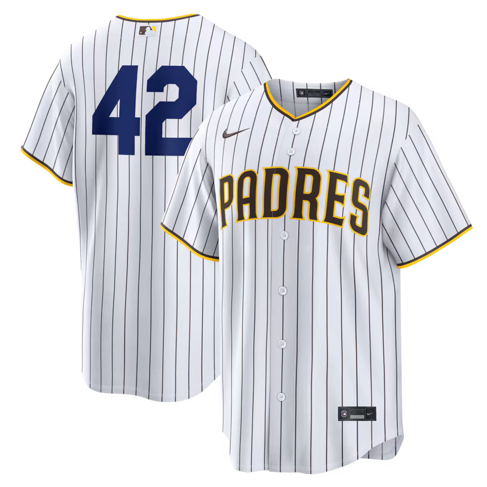 Men's San Diego Padres #42 Jackie Robinson Nike White Home 2026 Jackie Robinson Day Replica Jersey Men's San Diego Padres #42 Jackie Robinson Nike White Home 2026 Jackie Robinson Day Replica Jersey