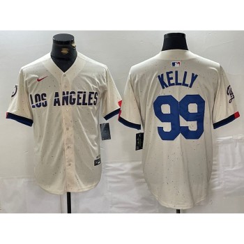 Men's Los Angeles Dodgers #99 Joe Kelly Cream Stitched Baseball Jersey Men's Los Angeles Dodgers #99 Joe Kelly Cream Stitched Baseball Jersey