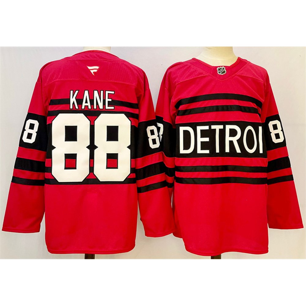 Men's Detroit Red Wings #88 Patrick Kane Red 2024-25 Reverse Retro Stitched Premium Jersey Men's Detroit Red Wings #88 Patrick Kane Red 2024-25 Reverse Retro Stitched Premium Jersey