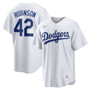Men's Brooklyn Dodgers #42 Jackie Robinson Nike White Home Cooperstown Collection Player Jersey Men's Brooklyn Dodgers #42 Jackie Robinson Nike White Home Cooperstown Collection Player Jersey