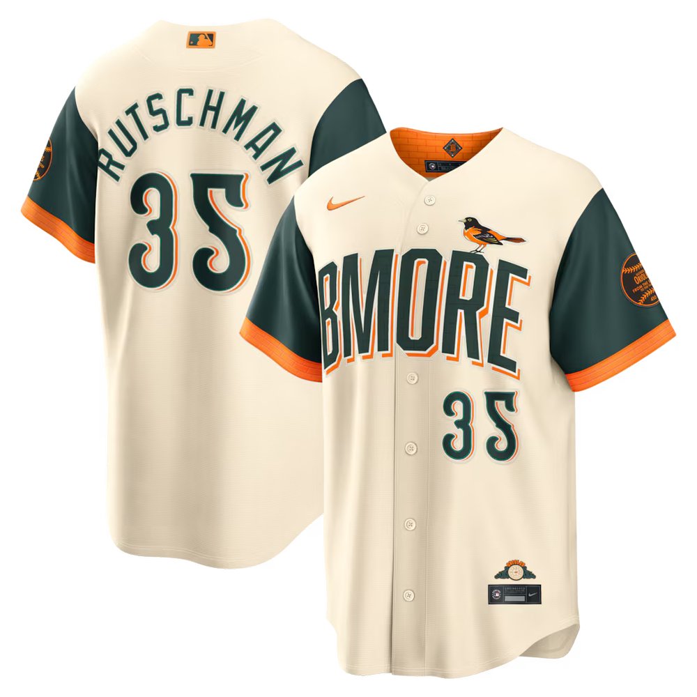 Men's Baltimore Orioles #35 Adley Rutschman Nike Natural 2026 City Connect Stadium Jersey Men's Baltimore Orioles #35 Adley Rutschman Nike Natural 2026 City Connect Stadium Jersey