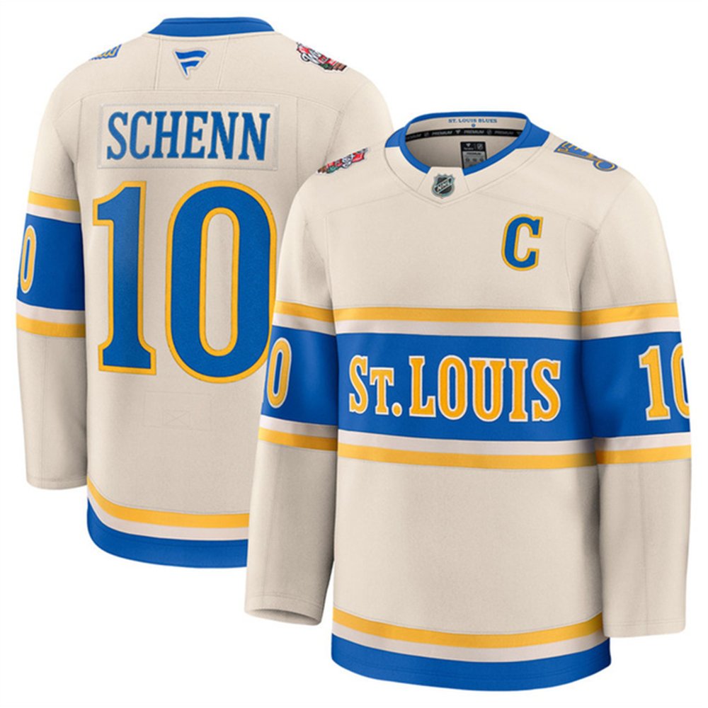 Men's St. Louis Blues #10 Brayden Schenn Cream 2024-25 Winter Classic Stitched Hockey Premium Jersey
