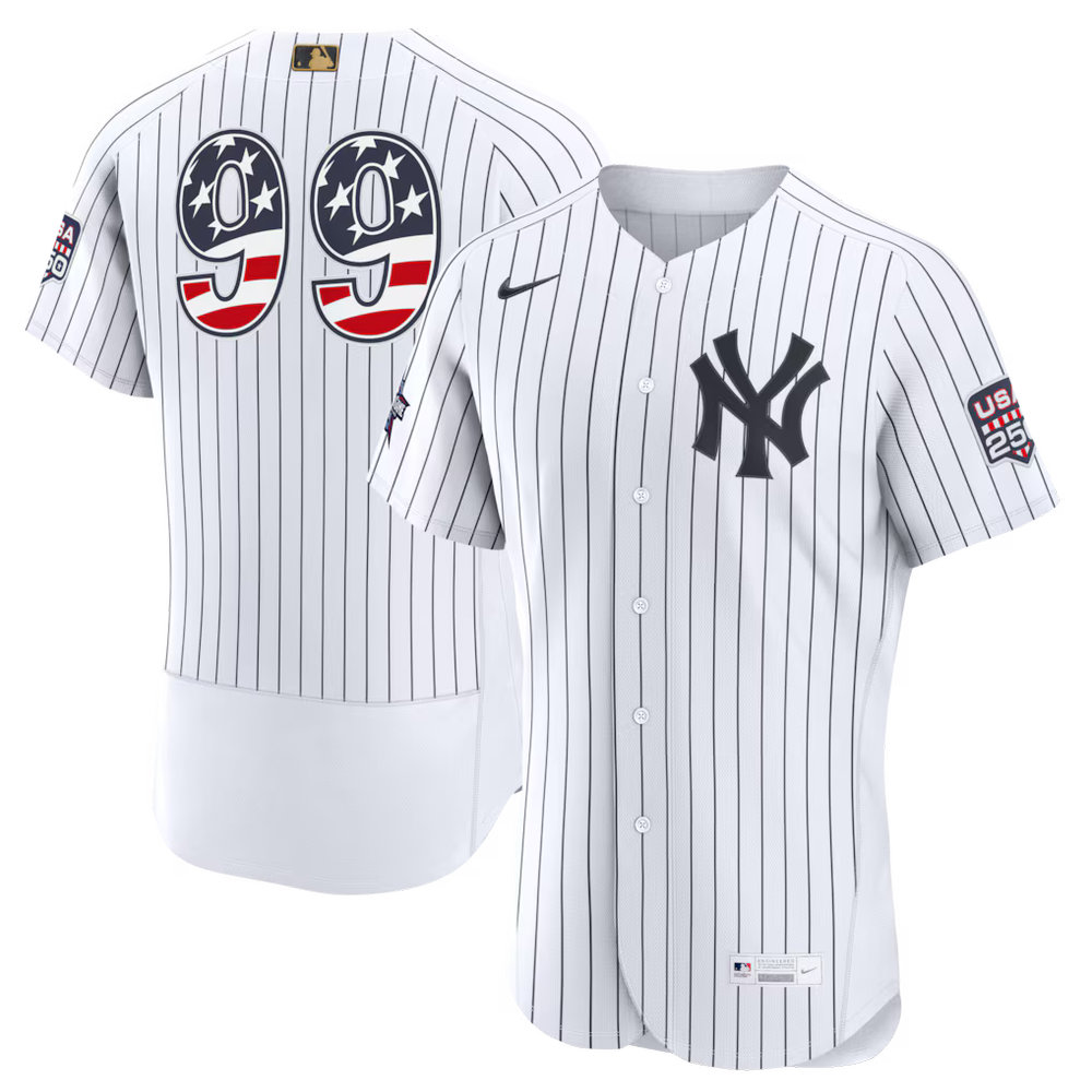 Youth New York Yankees #99 Aaron Judge Nike White 2026 All-Star Edition Stars & Stripes Authentic Jersey