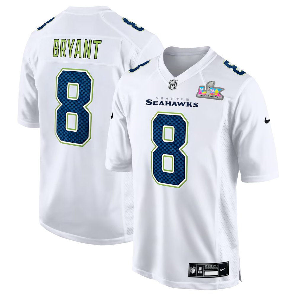 Men's Seattle Seahawks #8 Coby Bryant White Super Bowl LX Patch Tundra Fashion Game Jersey