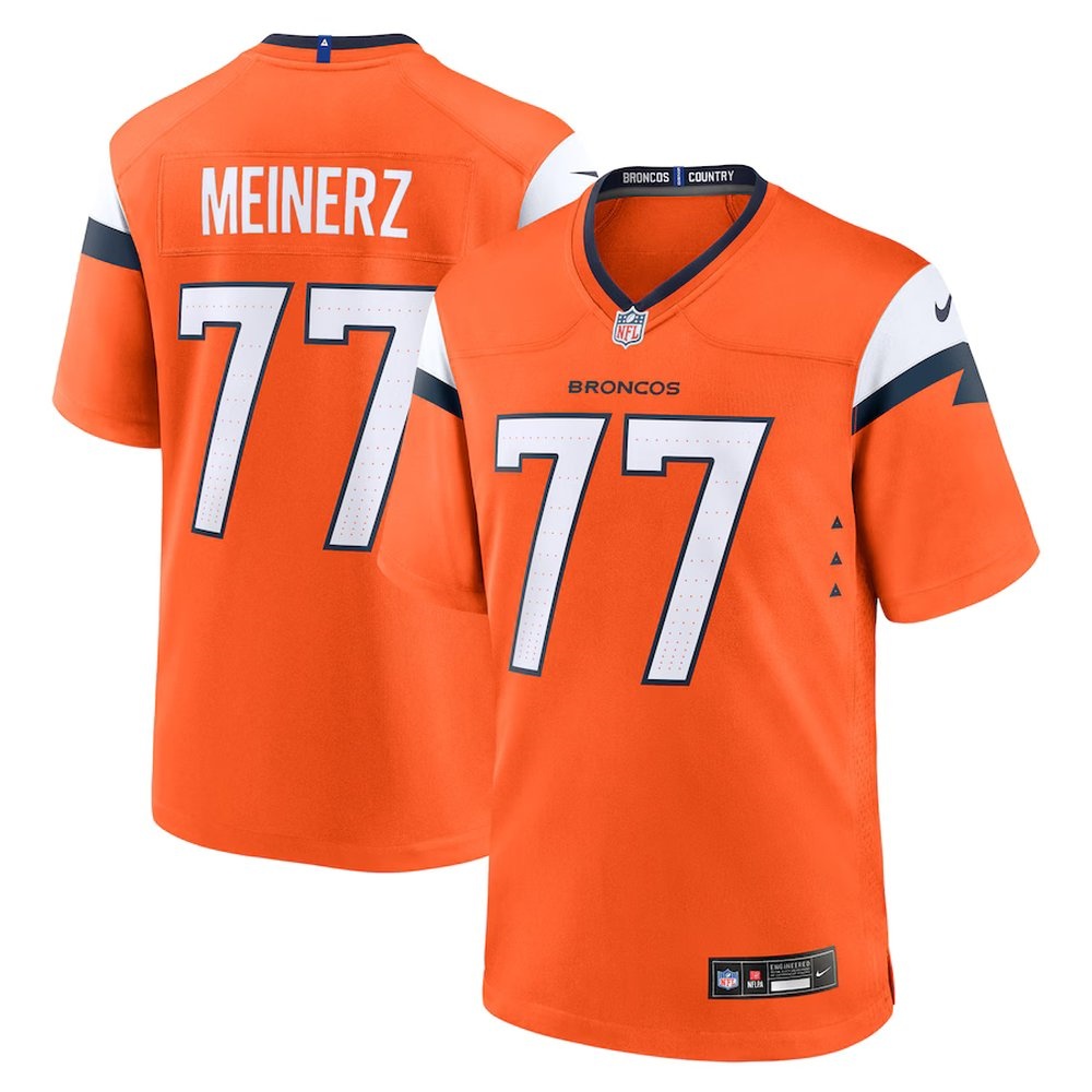 Men's Denver Broncos #77 Quinn Meinerz Orange Team Game Jersey Men's Denver Broncos #77 Quinn Meinerz Orange Team Game Jersey