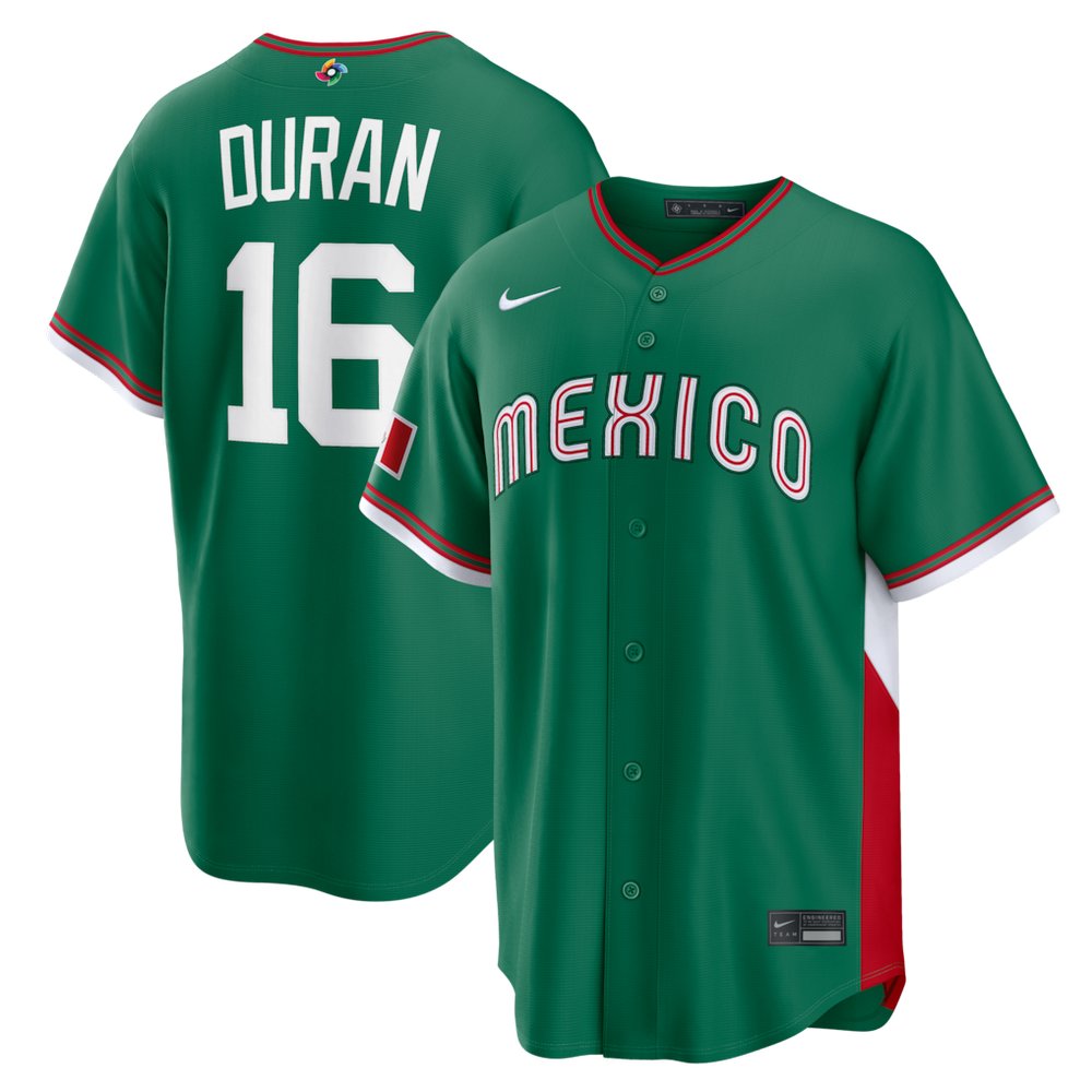 Men's Mexico Baseball #16 Jarren Duran Green 2026 World Baseball Classic Road Stadium Jersey Men's Mexico Baseball #16 Jarren Duran Green 2026 World Baseball Classic Road Stadium Jersey