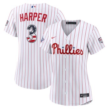 Women's Philadelphia Phillies #3 Bryce Harper Nike White 2026 All-Star Edition Stars & Stripes Stadium Jersey Women's Philadelphia Phillies #3 Bryce Harper Nike White 2026 All-Star Edition Stars & Stripes Stadium Jersey