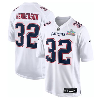 Men's New England Patriots #32 TreVeyon Henderson White Super Bowl LX Patch Tundra Fashion Game Jersey