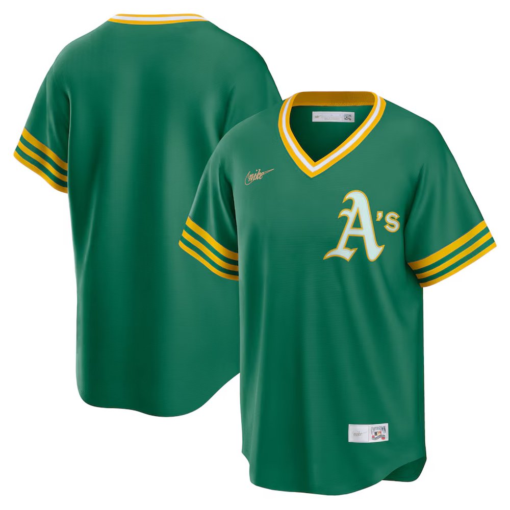 Men's Oakland Athletics Kelly Green Road Cooperstown Collection Team Jersey