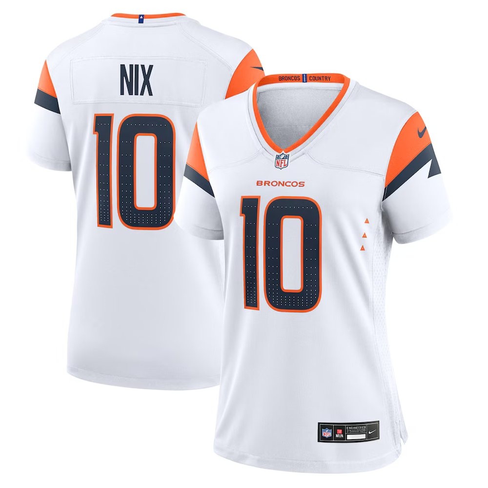 Women's Denver Broncos #10 Bo Nix White Game Jersey Women's Denver Broncos #10 Bo Nix White Game Jersey
