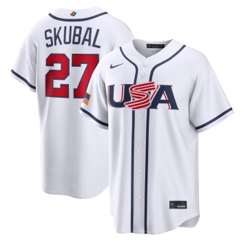 Men's USA Baseball #27 Tarik Skubal White 2026 World Baseball Classic Home Stadium Jersey Men's USA Baseball #27 Tarik Skubal White 2026 World Baseball Classic Home Stadium Jersey