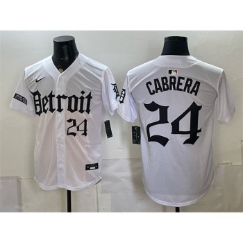 Men's Detroit Tigers #24 Miguel Cabrera 2026 White 'Motor Gothic Edition' Vapor Premier Limited Jersey Men's Detroit Tigers #24 Miguel Cabrera 2026 White 'Motor Gothic Edition' Vapor Premier Limited Jersey