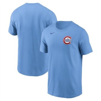 Men's Chicago Cubs Baby Blue Alternate Wordmark T-Shirt Men's Chicago Cubs Baby Blue Alternate Wordmark T-Shirt