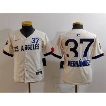 Youth Los Angeles Dodgers #37 Teoscar Hernandez Cream 2024 City Connect Limited Stitched Baseball Jersey Youth Los Angeles Dodgers #37 Teoscar Hernandez Cream 2024 City Connect Limited Stitched Baseball Jersey