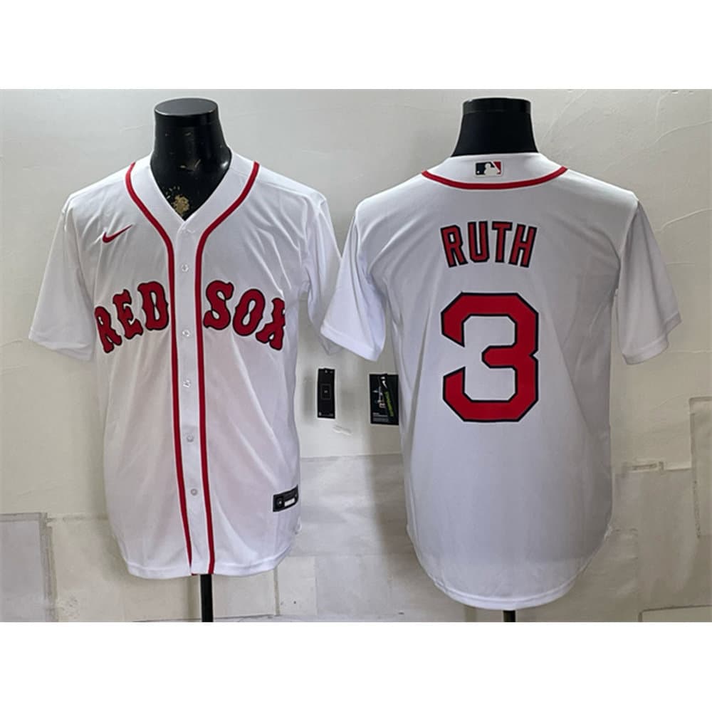 Men's Boston Red Sox #3 Babe Ruth White Cool Base Stitched Baseball Jersey Men's Boston Red Sox #3 Babe Ruth White Cool Base Stitched Baseball Jersey