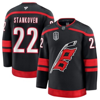 Men's Carolina Hurricanes #22 Logan Stankoven Black 2026 Stanley Cup Final Home Premium Jersey