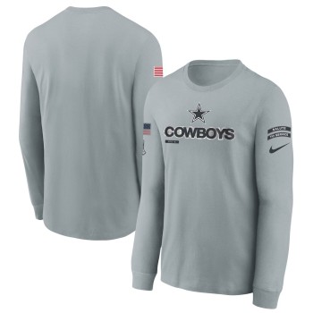 Youth Dallas Cowboys Gray 2024 Salute To Service Long Sleeve T-Shirt Youth Dallas Cowboys Gray 2024 Salute To Service Long Sleeve T-Shirt