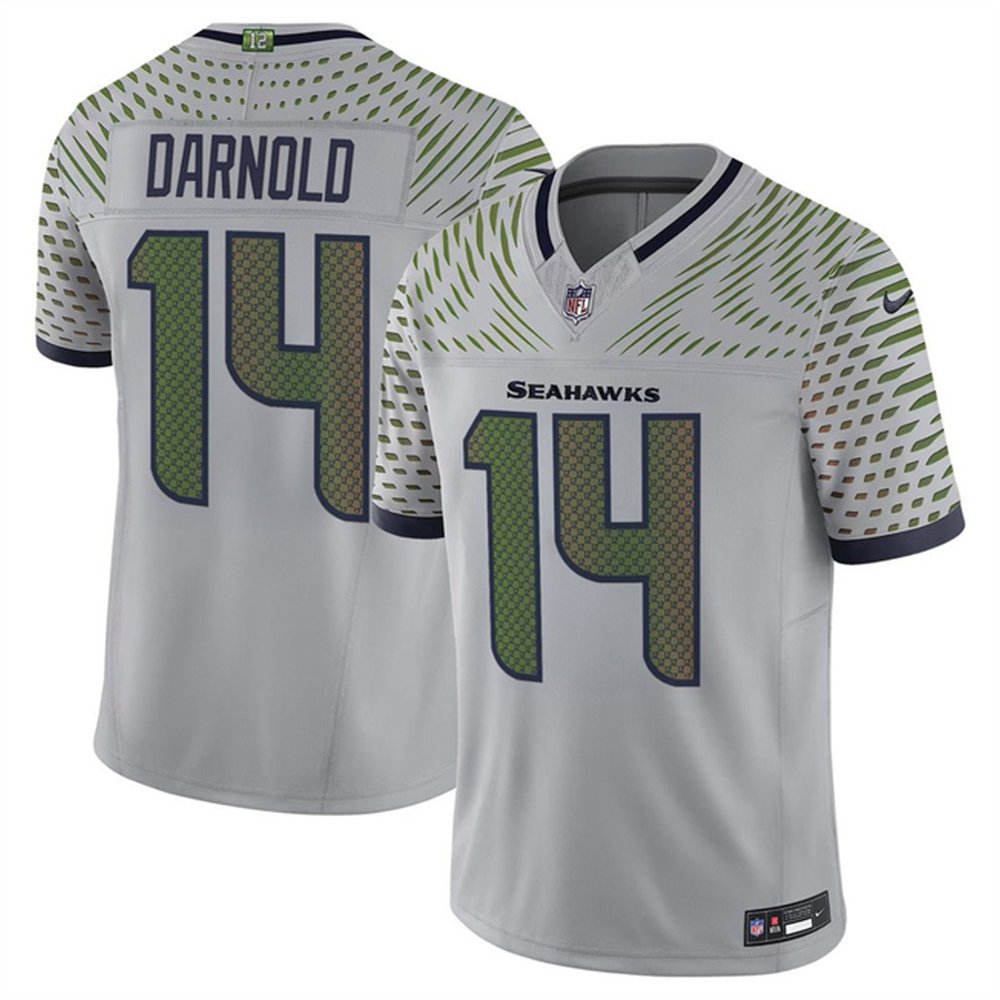 Men's Seattle Seahawks #14 Sam Darnold Gray Rivalries Collection Game Jersey