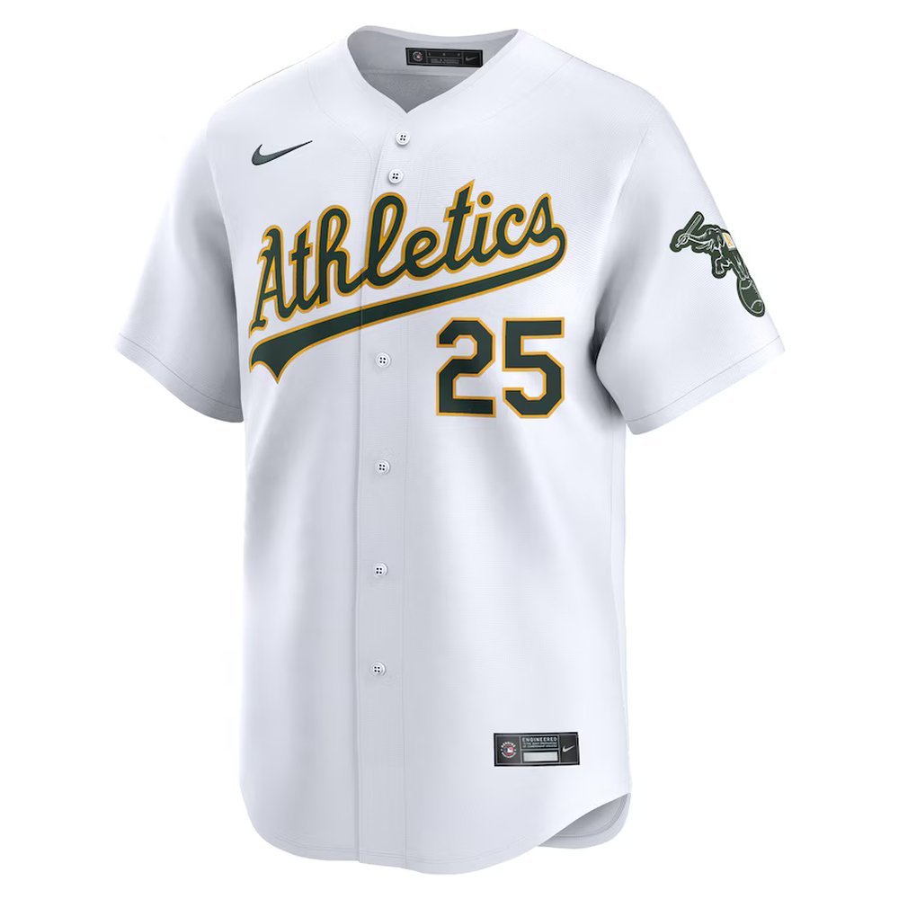 Men's Oakland Athletics #25 Brent Rooker White Home Limited Player Jersey Men's Oakland Athletics #25 Brent Rooker White Home Limited Player Jersey
