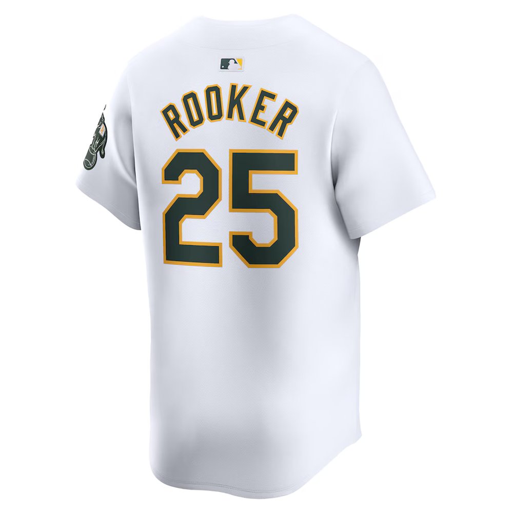 Men's Oakland Athletics #25 Brent Rooker White Home Limited Player Jersey Men's Oakland Athletics #25 Brent Rooker White Home Limited Player Jersey