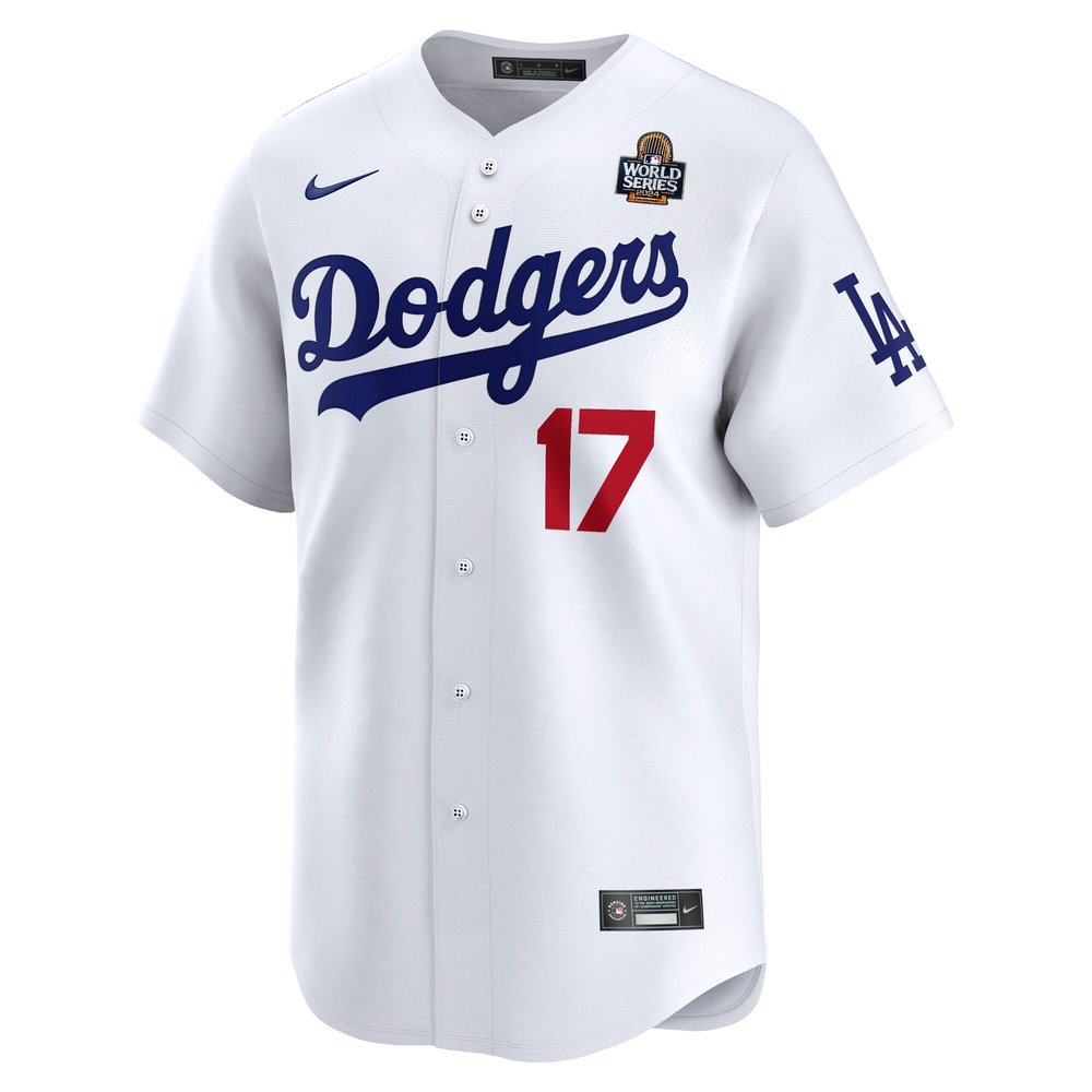 Men's Los Angeles Dodgers #17 Shohei Ohtani White 2024 World Series Home Limited Player Jersey