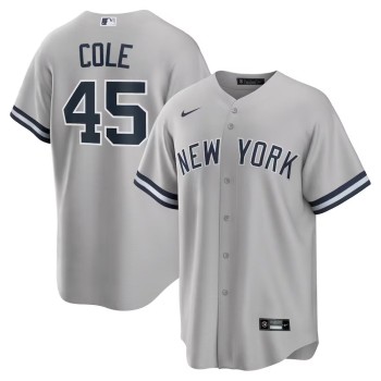 Men's New York Yankees #45 Gerrit Cole Gray Road Replica Player Name Jersey Men's New York Yankees #45 Gerrit Cole Gray Road Replica Player Name Jersey