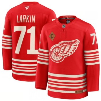 Youth Detroit Red Wings #71 Dylan Larkin Red 2025 With C Patch Centennial Premium Stitched Hockey Jersey