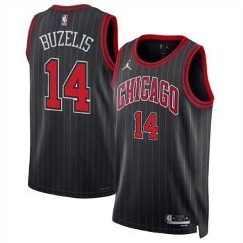 Men's Chicago Bulls #14 Matas Buzelis Black 2024 Draft Statement Edition Stitched Basketball Jersey Men's Chicago Bulls #14 Matas Buzelis Black 2024 Draft Statement Edition Stitched Basketball Jersey
