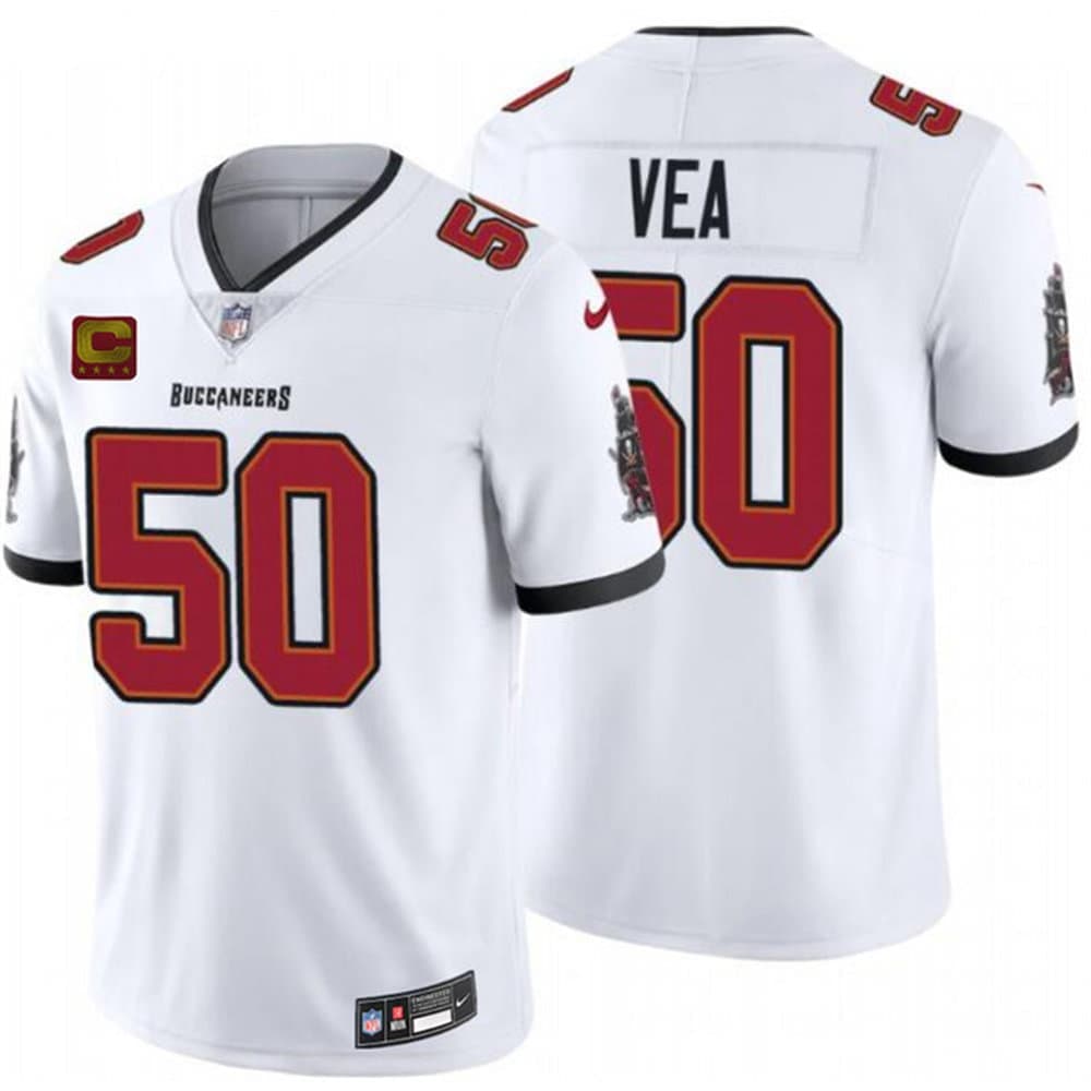 Men's Tampa Bay Buccaneers #50 Vita Vea White 2026 With 4-Star C Patch Vapor Limited Jersey Men's Tampa Bay Buccaneers #50 Vita Vea White 2026 With 4-Star C Patch Vapor Limited Jersey