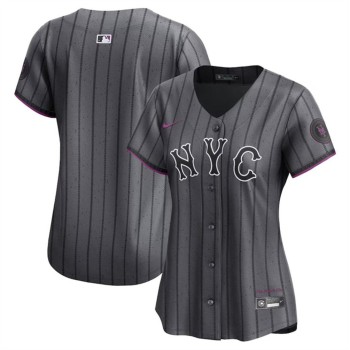 Women's New York Mets Blank Graphite 2024 City Connect Limited Stitched Baseball Jersey(Run Small) Women's New York Mets Blank Graphite 2024 City Connect Limited Stitched Baseball Jersey(Run Small)