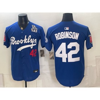 Men's Brooklyn Dodgers #42 Jackie Robinson Royal Stitched Baseball Jersey