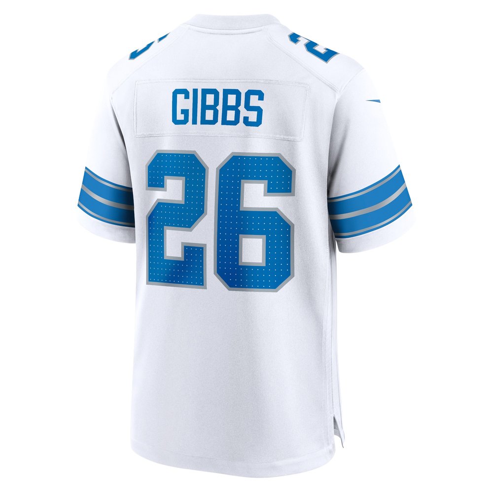 Men's Detroit Lions #26 Jahmyr Gibbs White Game Jersey