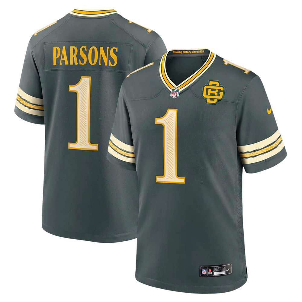 Men's Green Bay Packers #1 Micah Parsons Green 2026 Rivalries Collection Game Jersey