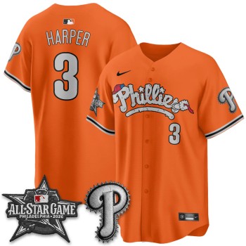Men's Philadelphia Phillies #3 Bryce Harper Orange 2026 MLB All-Star Jersey Men's Philadelphia Phillies #3 Bryce Harper Orange 2026 MLB All-Star Jersey