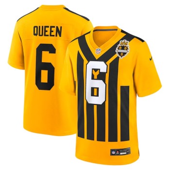 Men's Pittsburgh Steelers #6 Patrick Queen Nike Gold Alternate 1933 Throwback Game Jersey