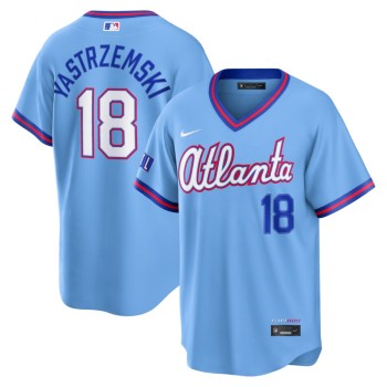 Youth Atlanta Braves #18 Mike Yastrzemski Nike Powder Blue 2026 City Connect Stadium Jersey Youth Atlanta Braves #18 Mike Yastrzemski Nike Powder Blue 2026 City Connect Stadium Jersey