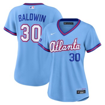 Women's Atlanta Braves #30 Drake Baldwin Nike Powder Blue 2026 City Connect Stadium Jersey Women's Atlanta Braves #30 Drake Baldwin Nike Powder Blue 2026 City Connect Stadium Jersey