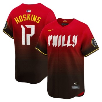 Men's Philadelphia Phillies #17 Rhys Hoskins Red 2024 City Connect Limited Stitched Jersey Men's Philadelphia Phillies #17 Rhys Hoskins Red 2024 City Connect Limited Stitched Jersey