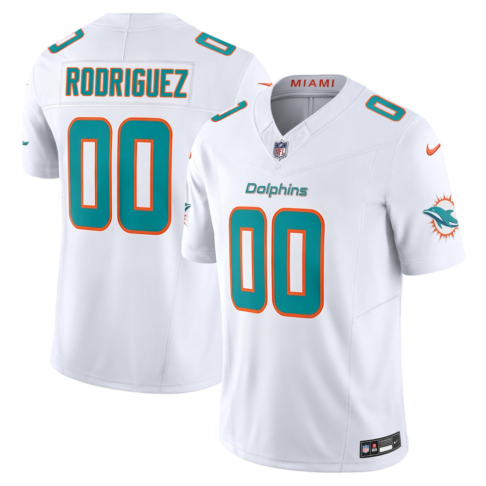 Men's Miami Dolphins Jacob Rodriguez White 2026 NFL Draft Vapor F.U.S.E. Limited Jersey Men's Miami Dolphins Jacob Rodriguez White 2026 NFL Draft Vapor F.U.S.E. Limited Jersey