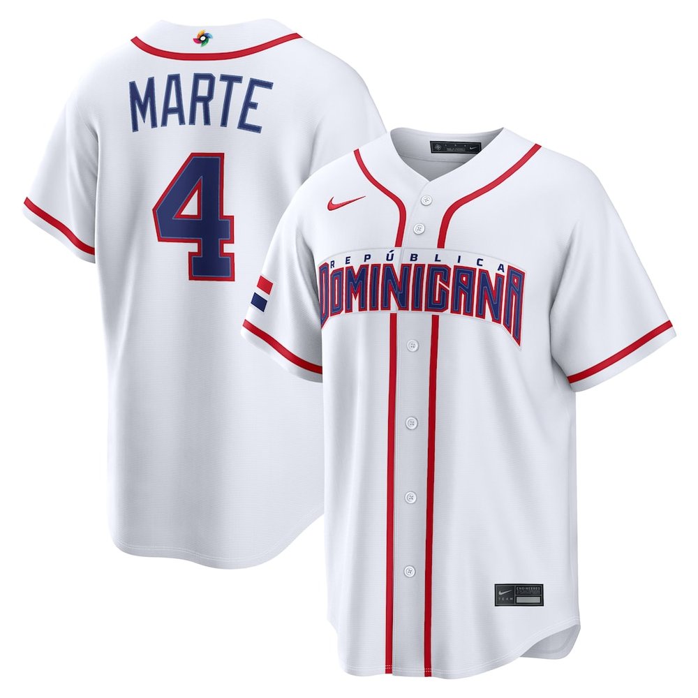 Men's Dominican Republic Baseball #4 Ketel Marte White 2026 World Baseball Classic Home Stadium Jersey Men's Dominican Republic Baseball #4 Ketel Marte White 2026 World Baseball Classic Home Stadium Jersey