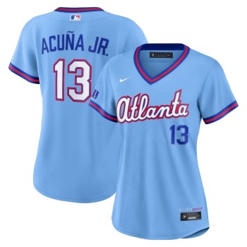 Women's Atlanta Braves Ronald #13 Acuna Jr. Nike Powder Blue 2026 City Connect Stadium Jersey Women's Atlanta Braves Ronald #13 Acuna Jr. Nike Powder Blue 2026 City Connect Stadium Jersey