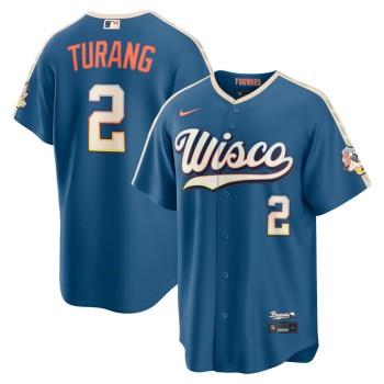Men's Milwaukee Brewers #2 Brice Turang Nike Mineral Blue 2026 City Connect Stadium Jersey Men's Milwaukee Brewers #2 Brice Turang Nike Mineral Blue 2026 City Connect Stadium Jersey